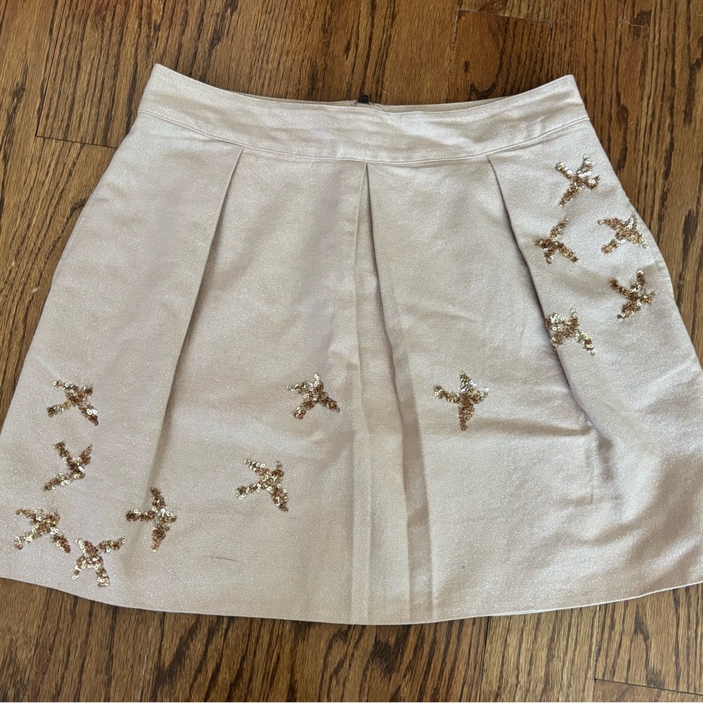 LEIFNOTES Beige Mini Skirt with Sequin Details
